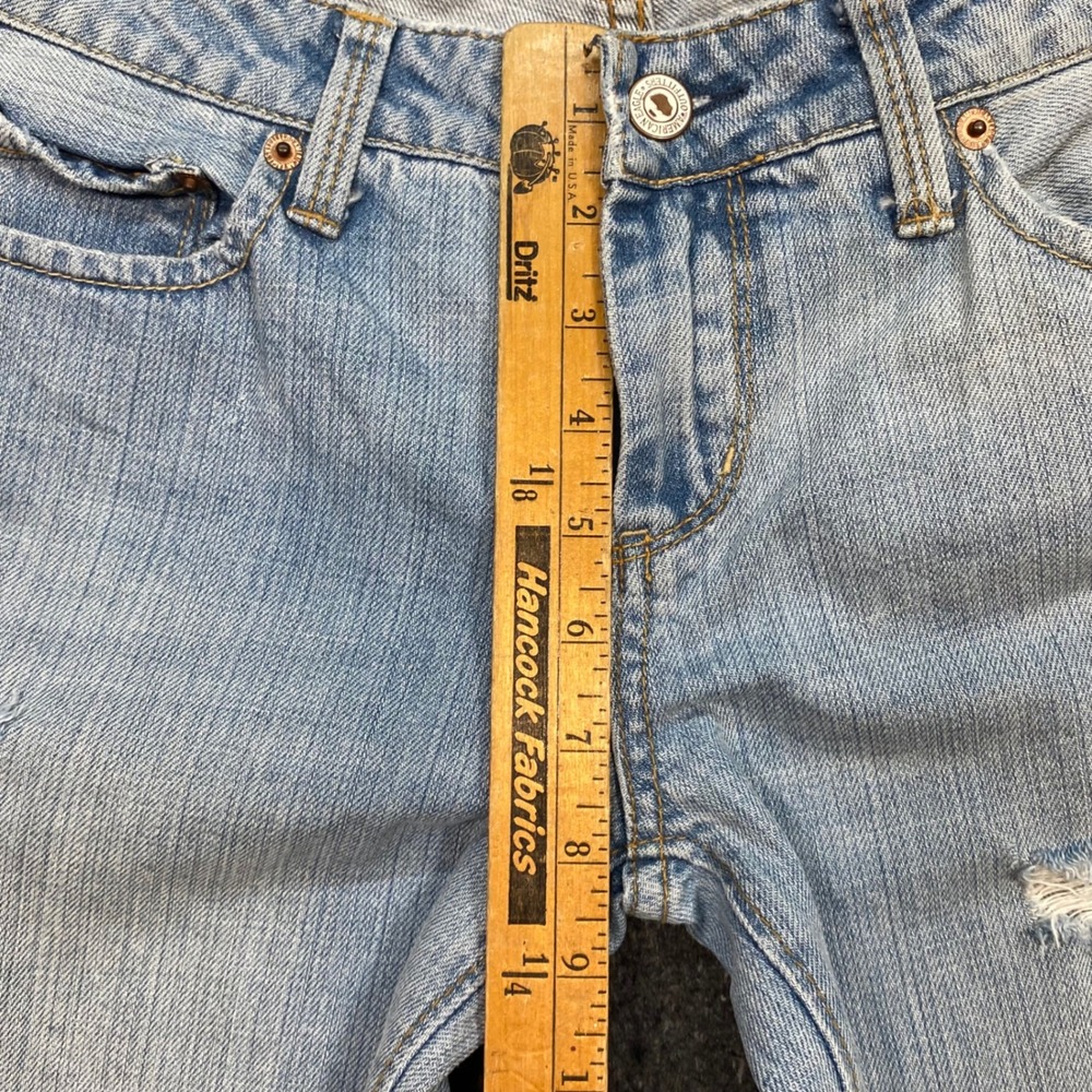 American Eagle Jeans 4 Regular Womens Light Blue Distressed Bootcut Low Rise - Picture 11 of 14